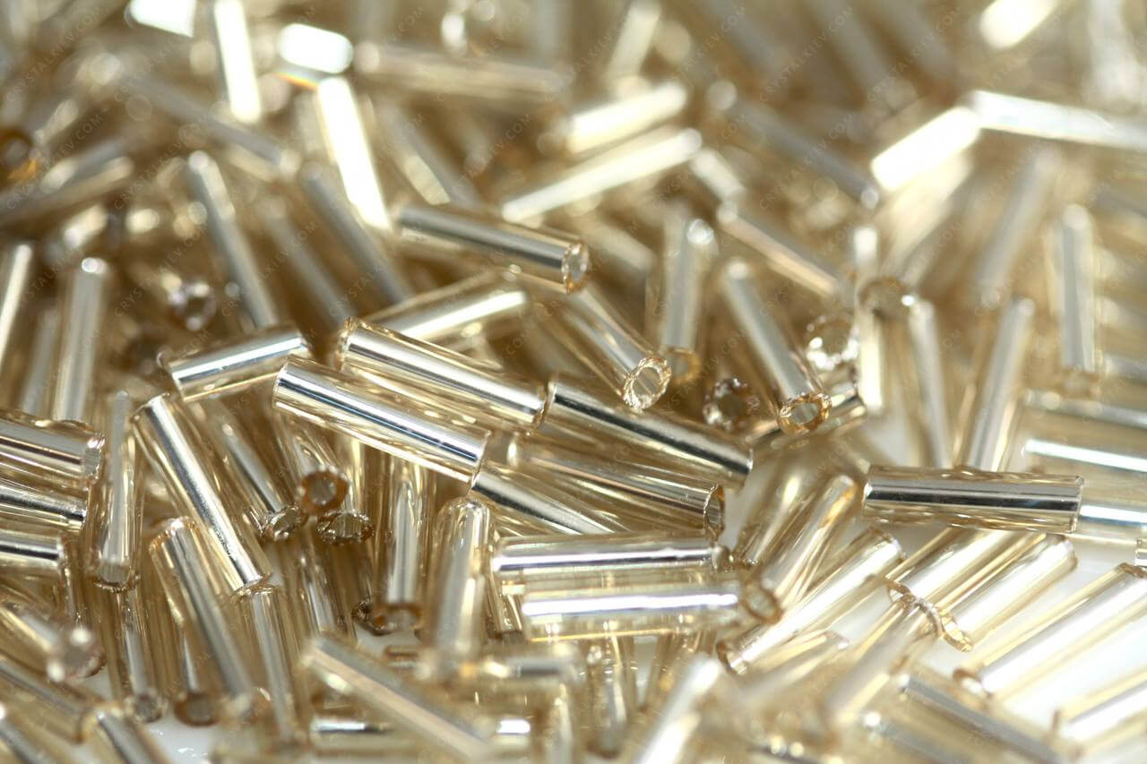 Стеклярус Lt. Gold прямий 6 mm